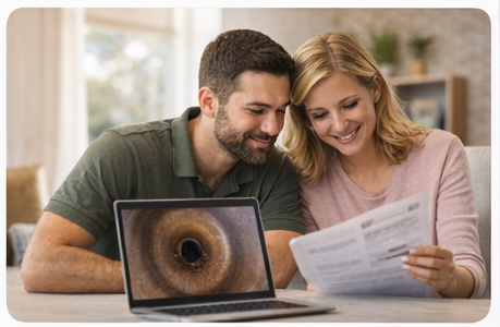 Homeowner reviewing inspection report